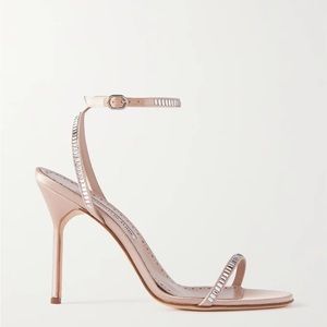 *NWT* Manolo Blahnik Crystal nude satin sandals